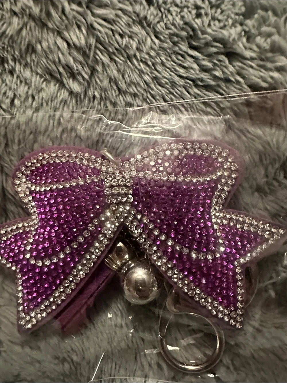 Sparkling Purple Rhinestone Bow Keyring